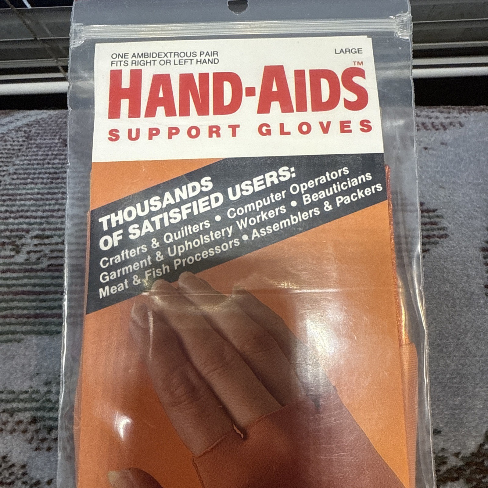 Thergonomic Hand-aids Large Ergonomic Support Gloves Washable Tan