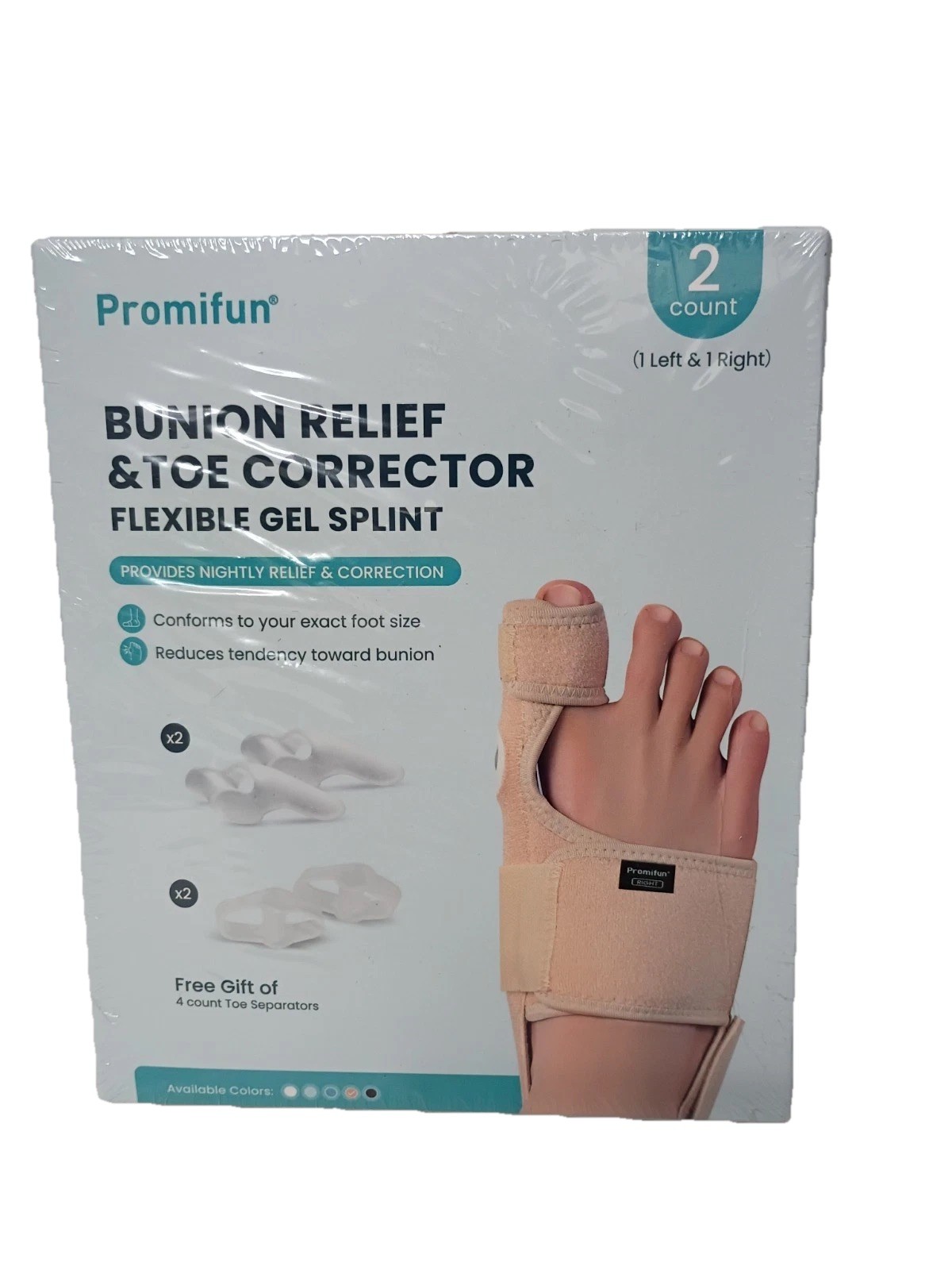 Promifun 2 count Bunion Relief & Toe Correction and 4 toe separators