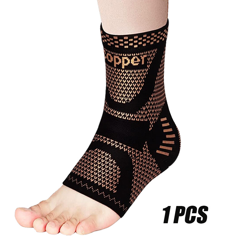 Copper Ankle Support Brace Compression Sleeve Plantar Sports Wrap Foot Fasciitis