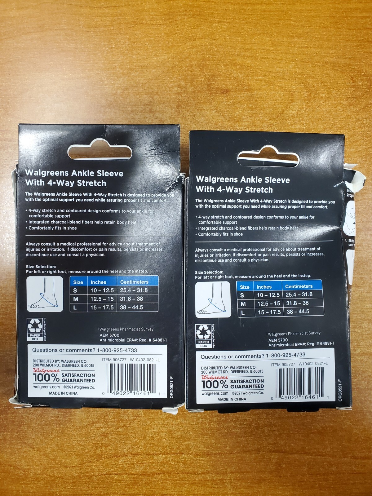 2 Pack: Walgreens Ankle Compression Sleeve Moderate Support *SMALL* (4611) – W2C