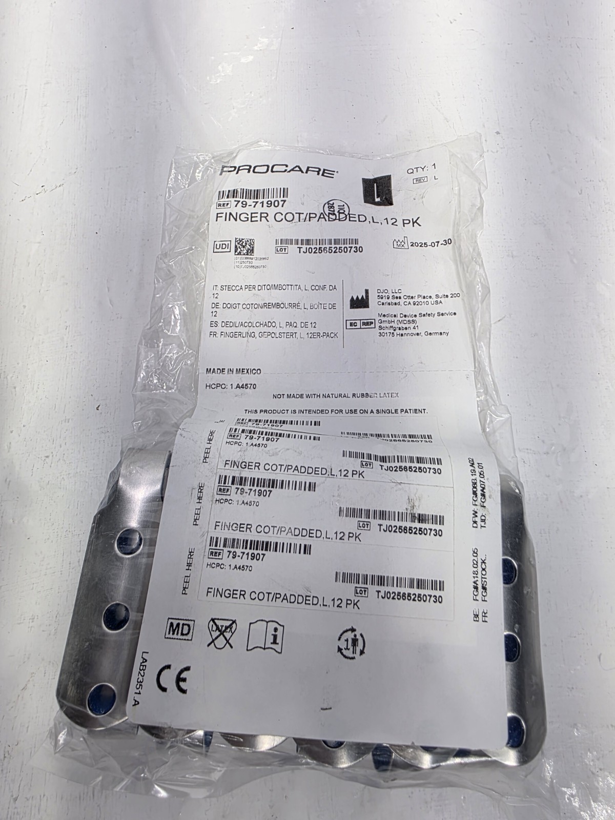 Bundle ProCare 79-71907 FINGER/PADDED Large 6″ SPLINT – LOT 12-PACK
