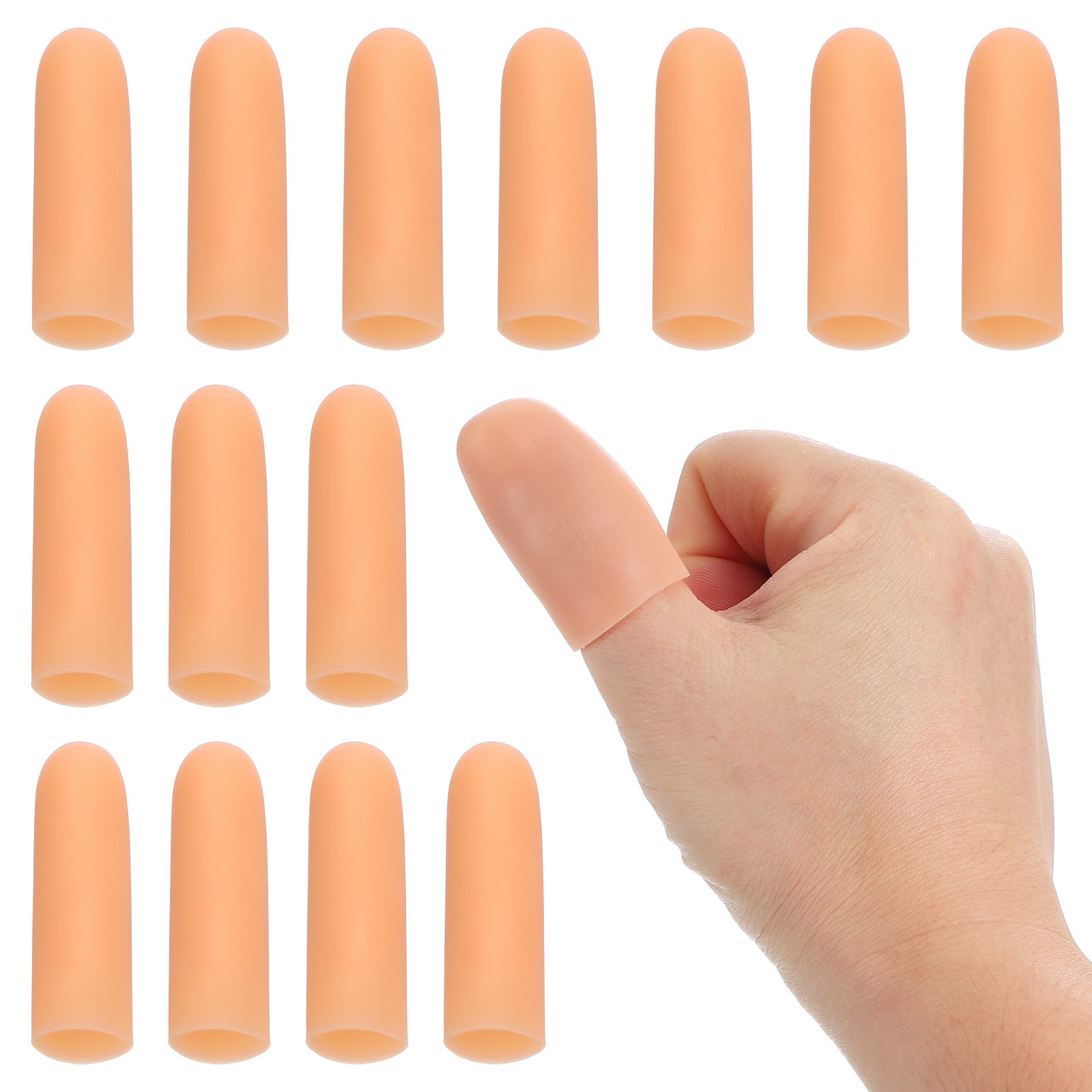 For 2″ Silicone Gel Gloves, 14 Pieces Protective Fingertip Covers, Beige