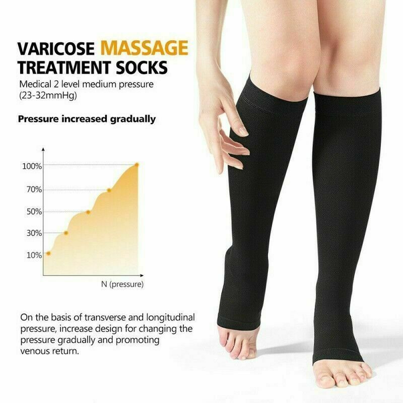 Zipper Compression Socks Toeless Long Length Stockings Support for Legs & Muscle