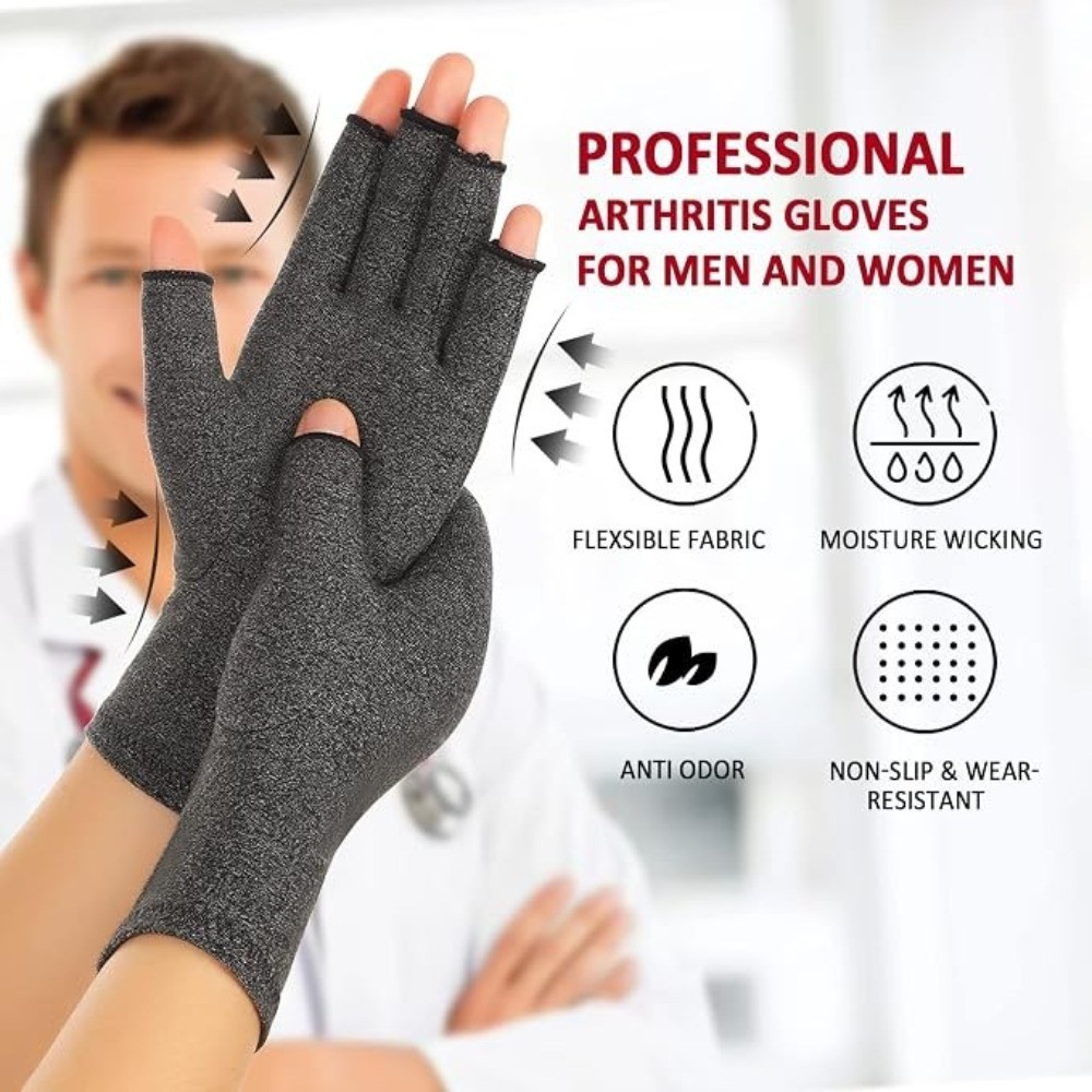 Arthritis Gloves Derived from Bamboo Compression Fingerless Gloves for Men & Wom