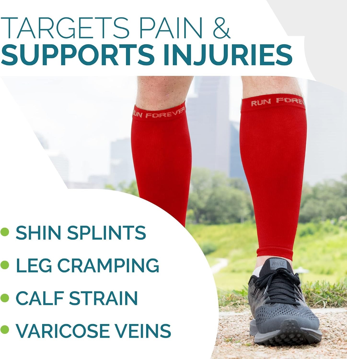 Comfortable Red Calf Compression Sleeves | 20-30 mmHg for Shin Splint Relief