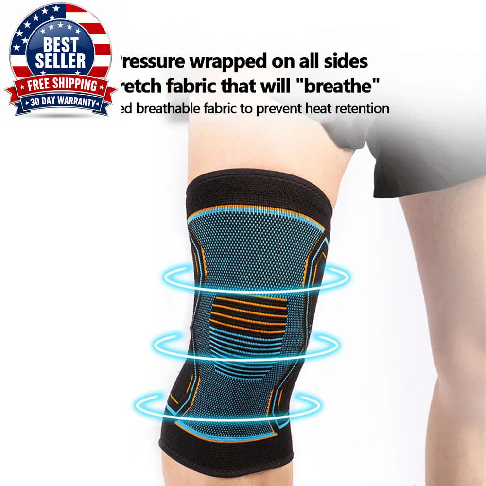 1PC Knitted Knee Guard,Anti-Slip Compression Knee Brace Support for Men Women,Co