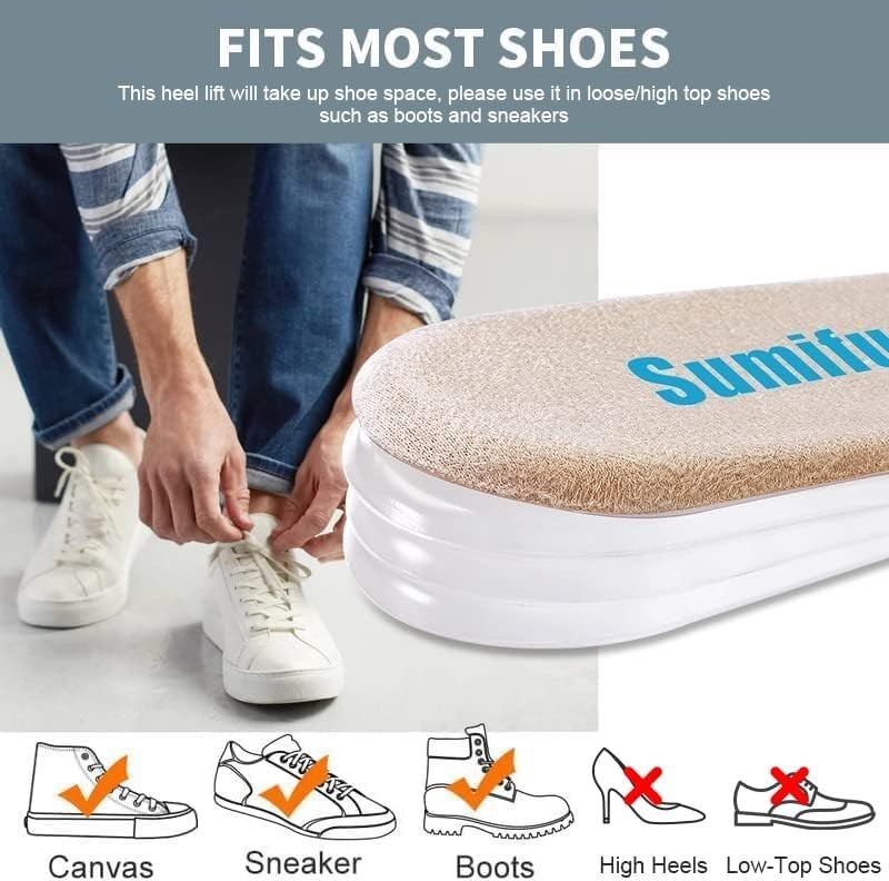 4-Layer Adjustable Gel Heel Lift Inserts for Pain Relief & Even Legs – Beige 1″
