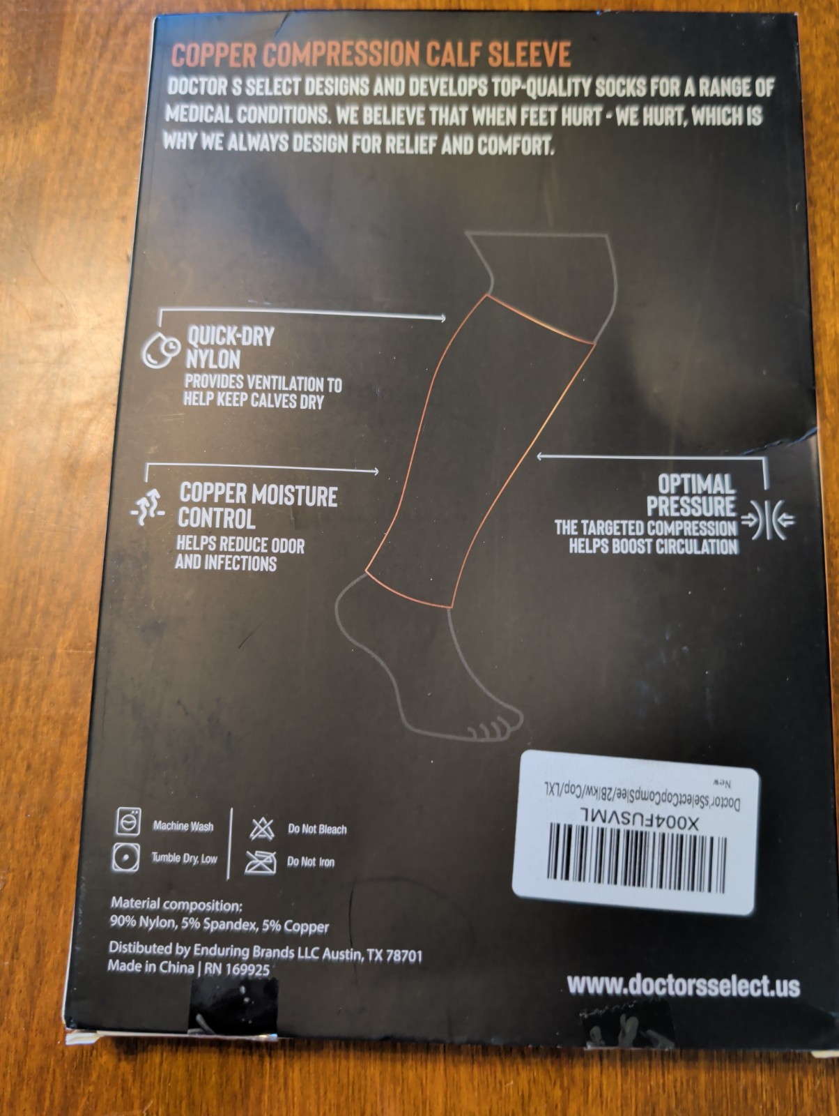 Doctor’s Select Copper Calf Compression Sleeves 2 Pairs Black LXL Nip