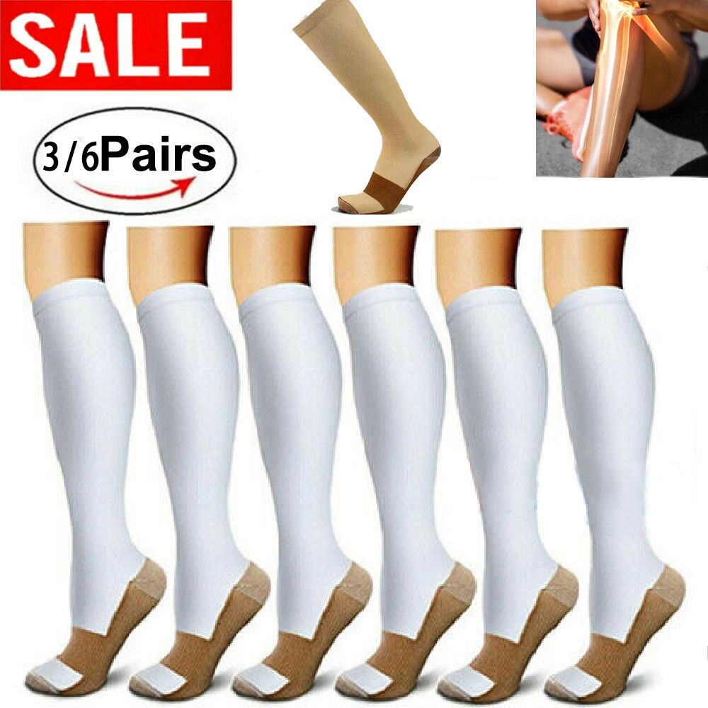 NEW Copper Compression Socks 20-30mmHg Graduated Support Mens Womens S-XXL