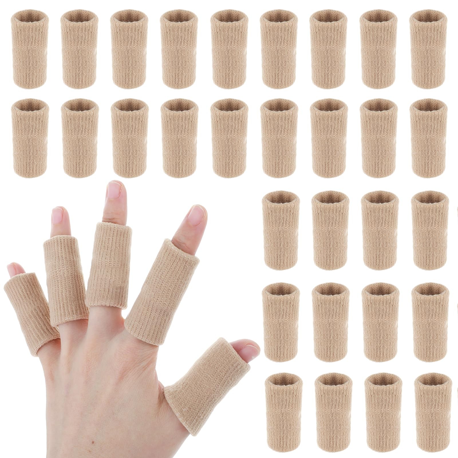 30 Pcs Breathable Finger Sleeves Thumb Splint Elastic Support Compression Sleeve