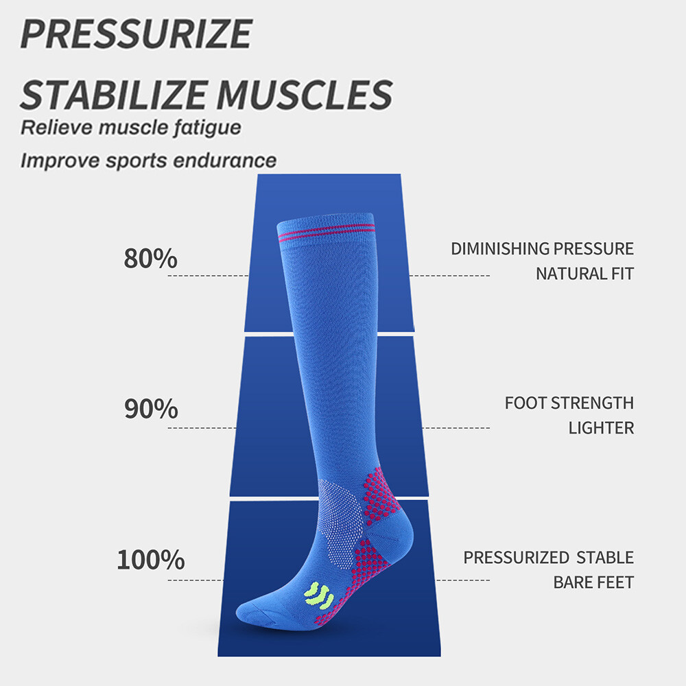 3 Pair Compression Socks Black+Blue+White Blood Circulation Promotion Stockings