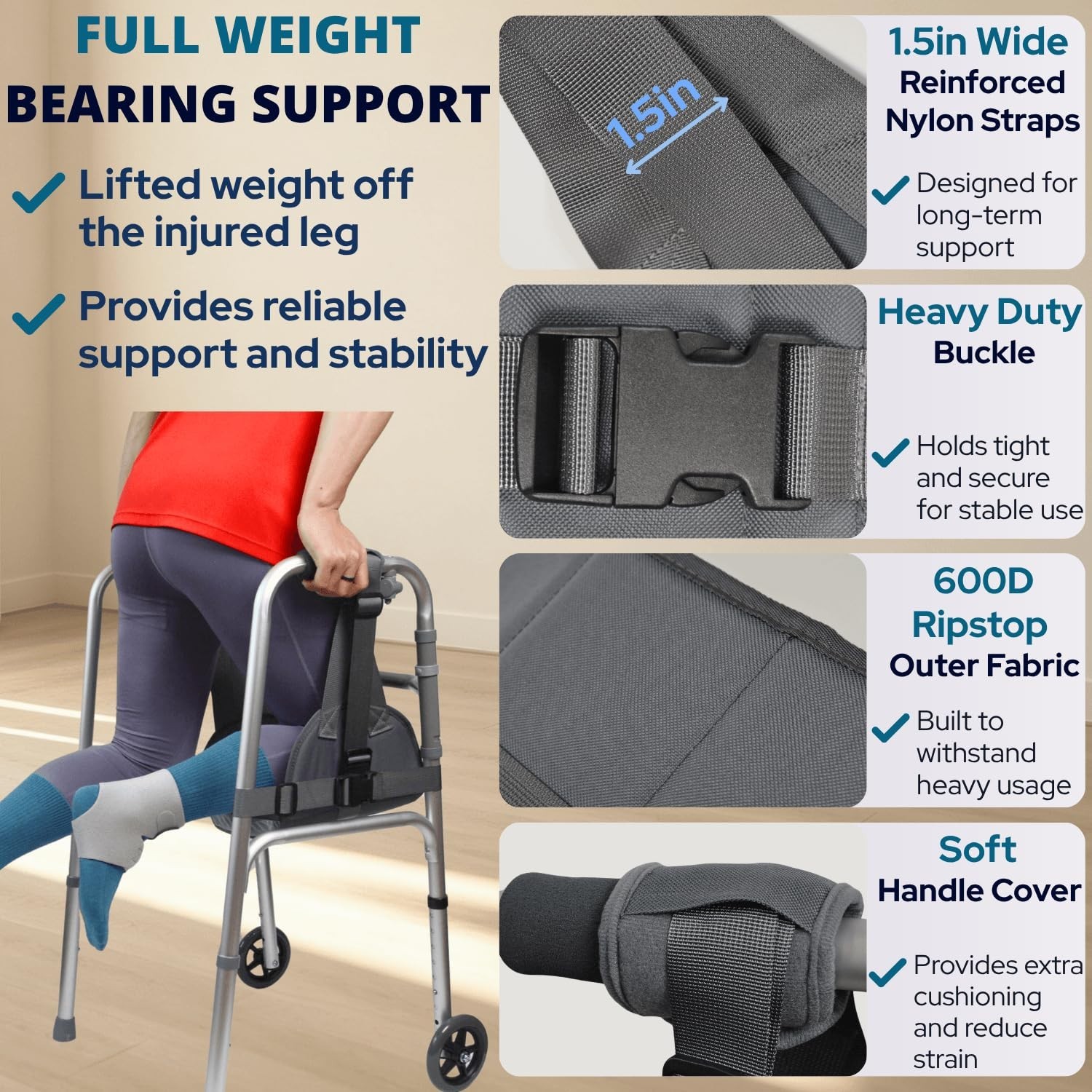 Knee Sling for Walker with Comfortable Cushion