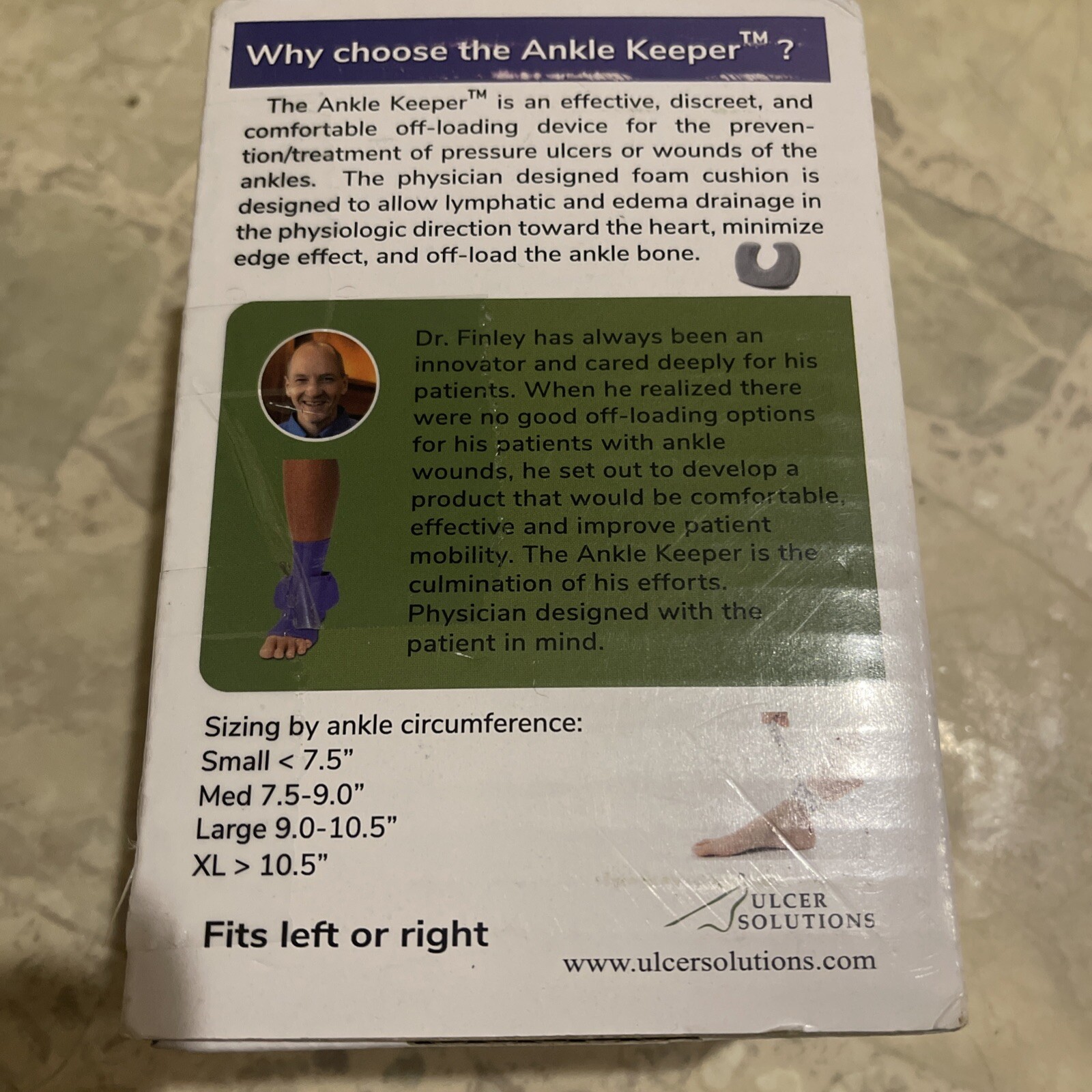 Ankle Keeper Ulcer Solutions. Prevents & Treats Pressure Ulcers & Wounds Size M