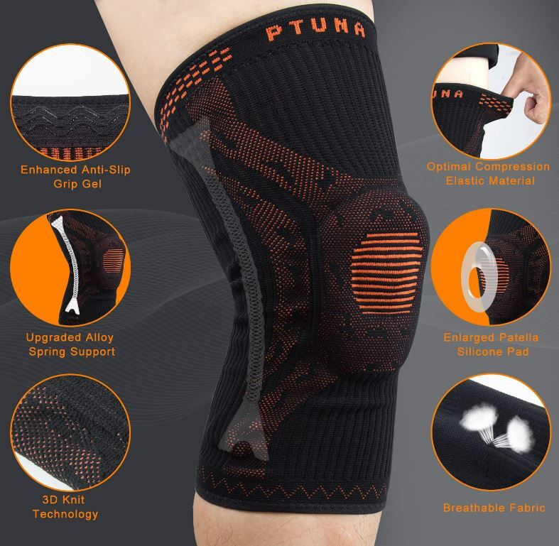 Ptuna Compression Knee Sleeve W/ Patella Gel Pad