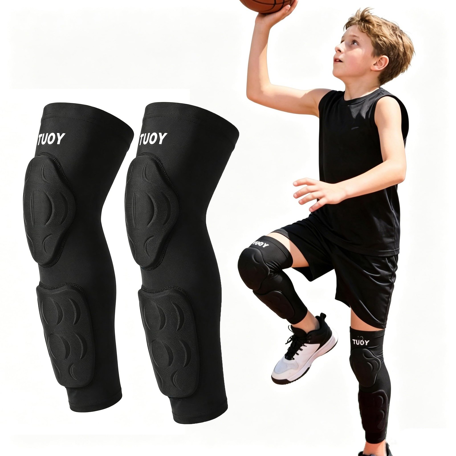 Youth Kid Knee Pads with Shin Guard Pads,13MM Calf Pads Protector, Padded Com…
