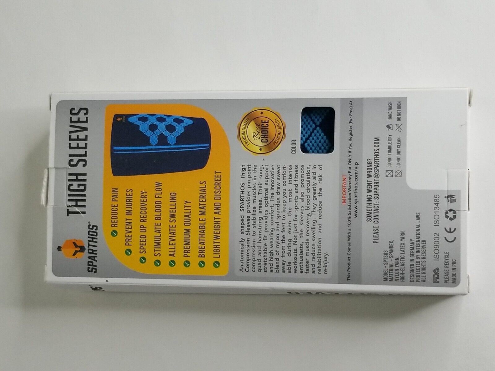 Sparthos Thigh Compression Sleeve SZ L Quad and Hamstring Support 1 Blue