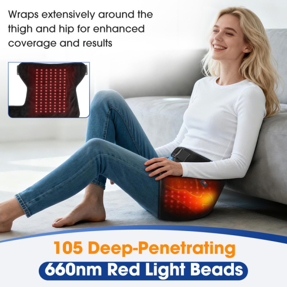 660nm Red Light Heat Therapy Hip Thigh Brace for Women Men Sciatica Pain Relief