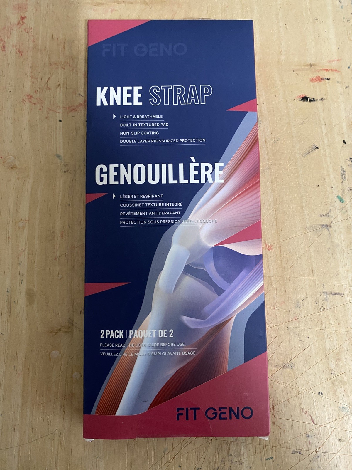 Fit Geno Pack of 2 Knee Strap Patella Tendon Knee Support Black New