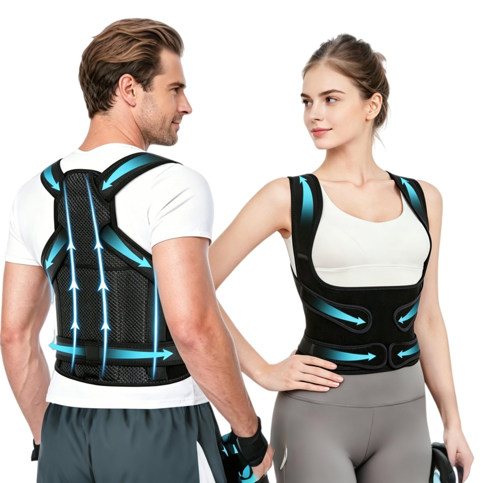 WEEOATAR Upper Back Support Posture Corrector Strap Trainer, S, Black
