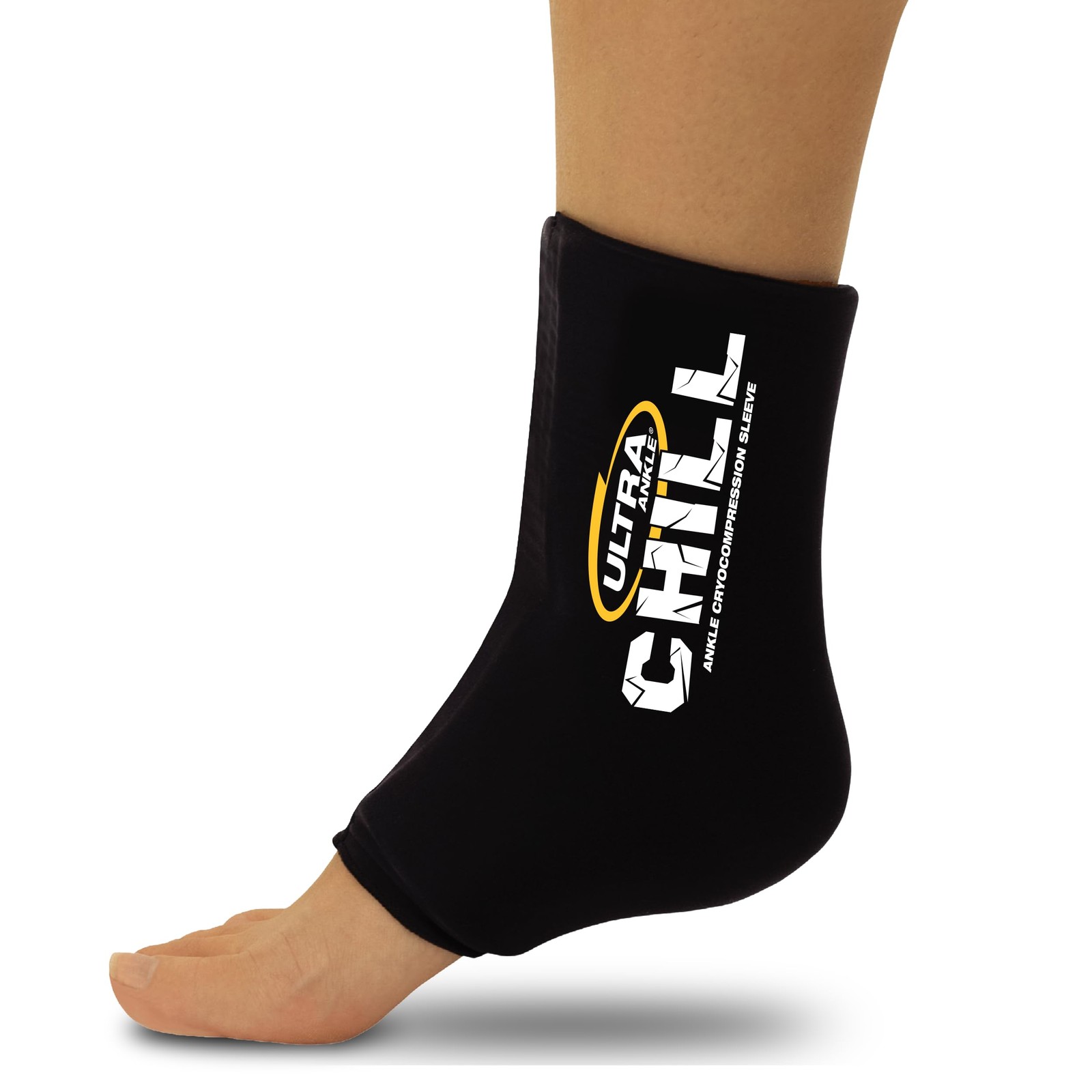 Ultra CHILL Reusable Ankle Gel Ice Sleeve – 360° Cold Small/Medium, Black
