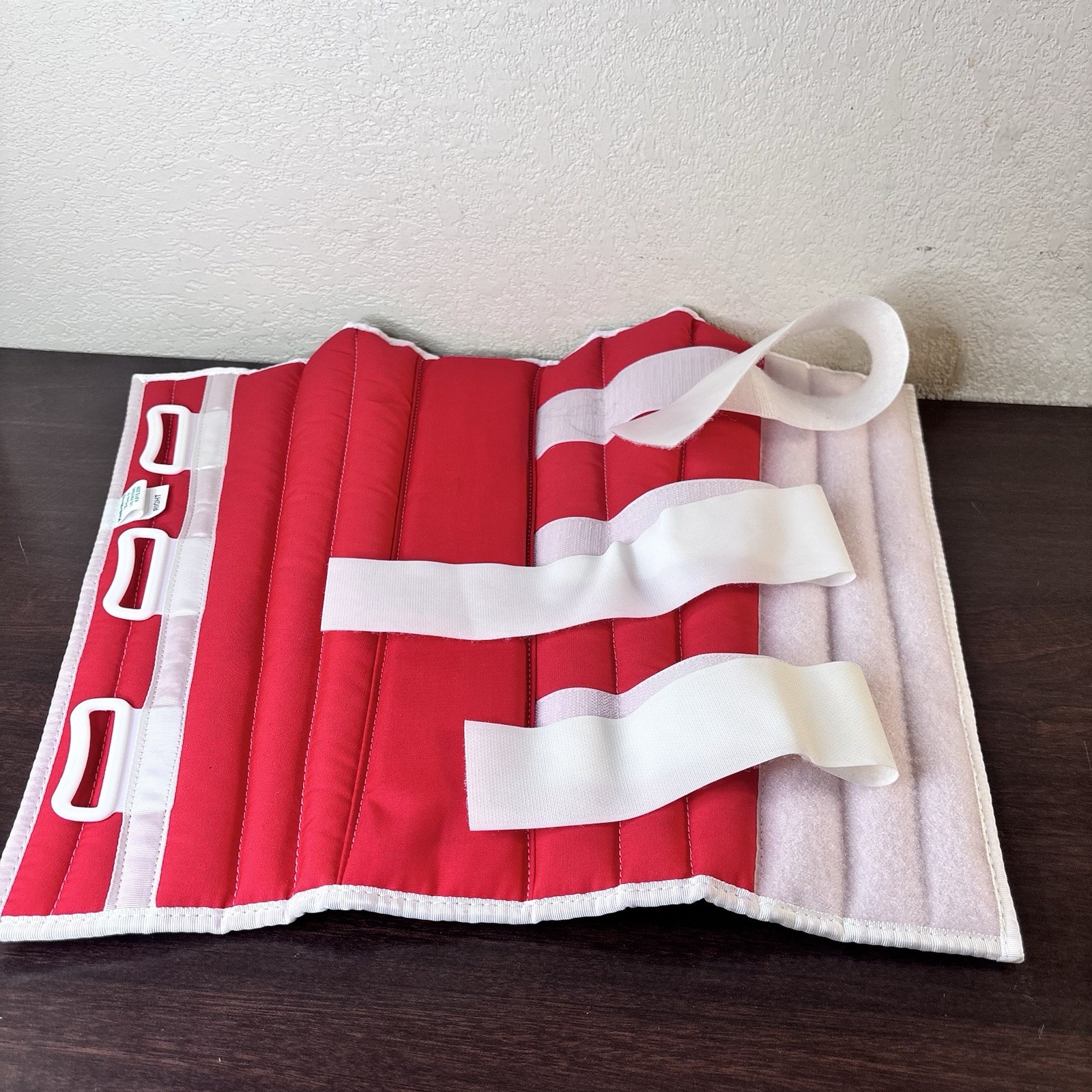 Vintage Medi-Wrap Compression Leg Brace For Right Leg – Red & White 14.5” Long