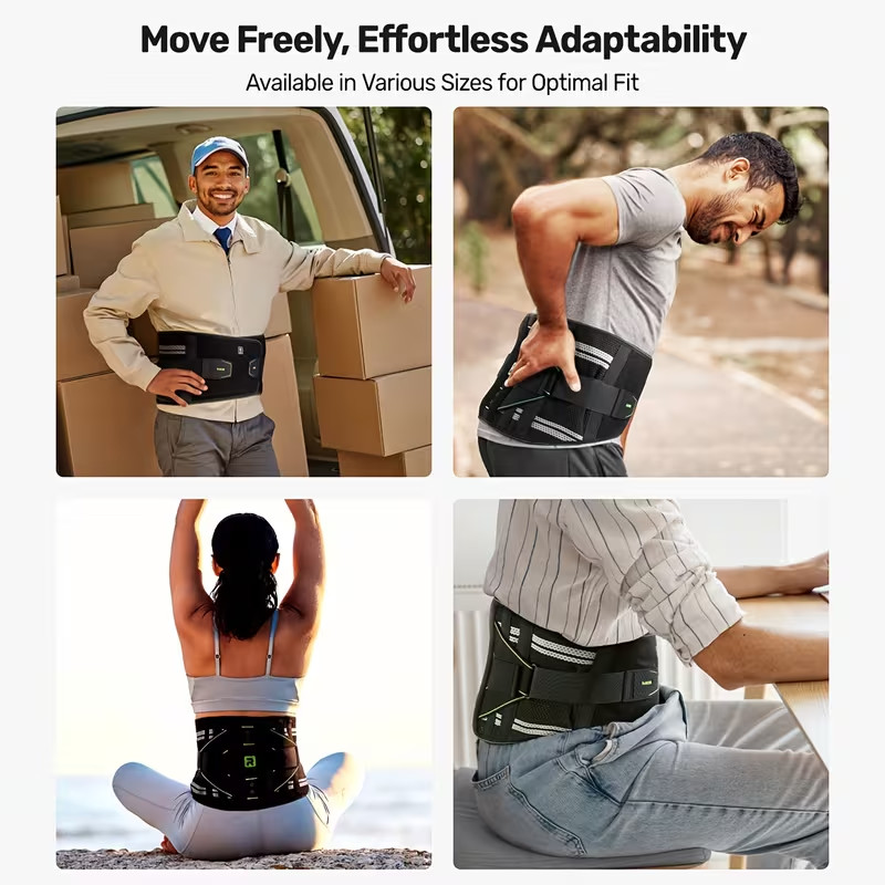 Lumbar Support Back Brace with Massage Pad Adjustable Lower Back Belt Men Women