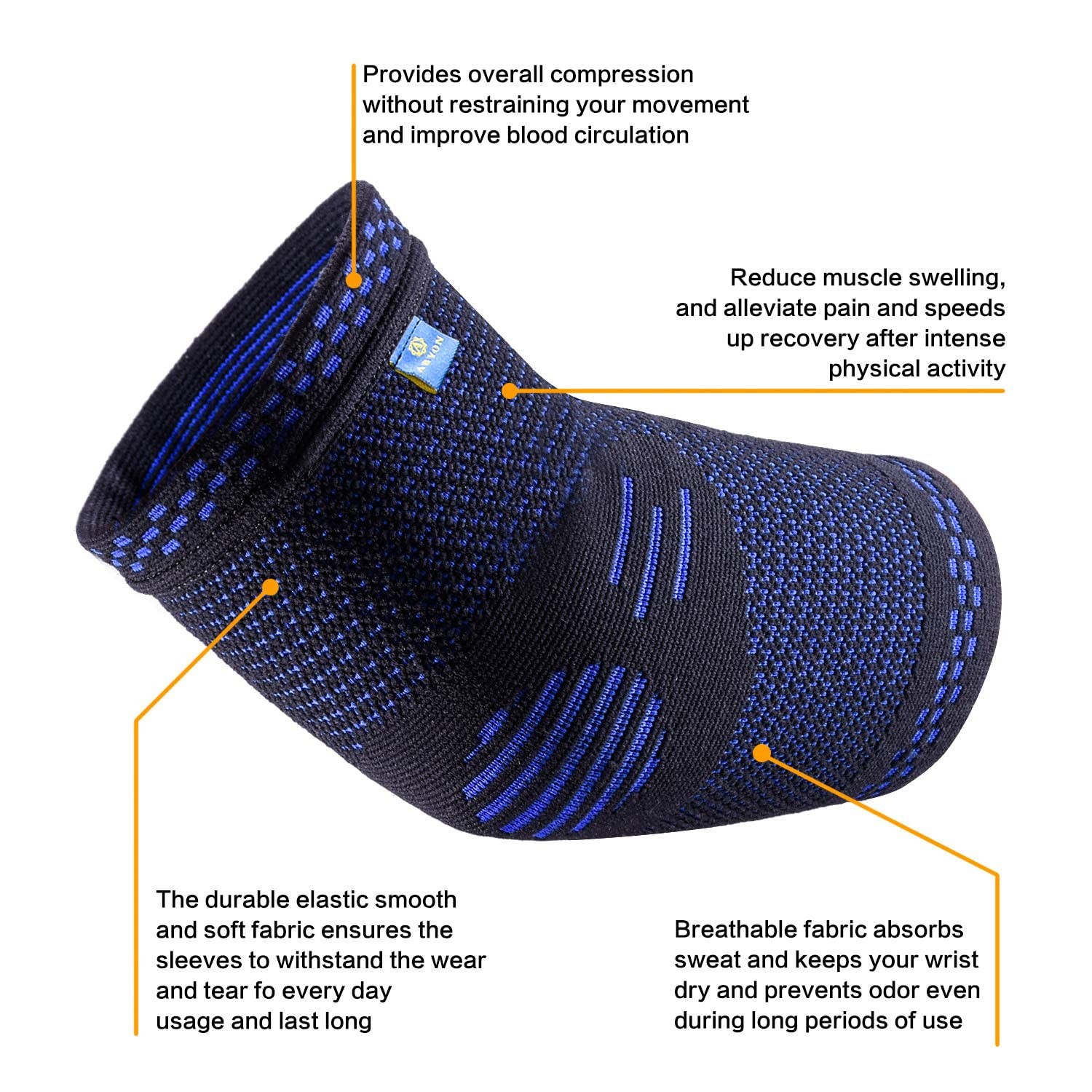 ABYON Professional [2 Pack] Elbow Brace Straps + [1 Large, Blue