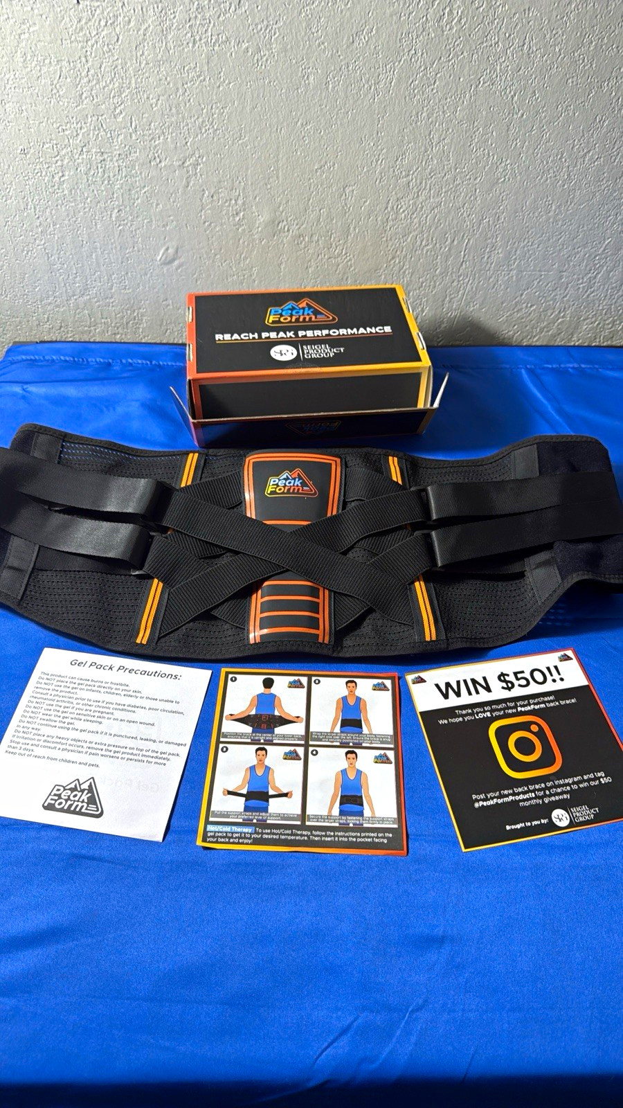 Peak Form Back Support Brace – NEW (No Gel Pack Included)