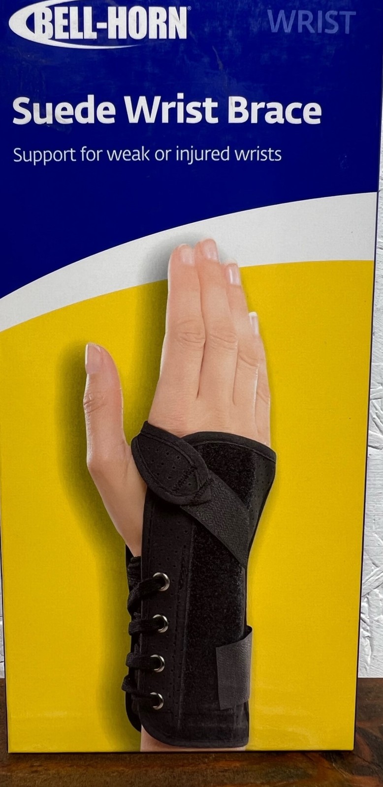 DJO Bell-Horn Suede Wrist Brace Left Hand Black Large