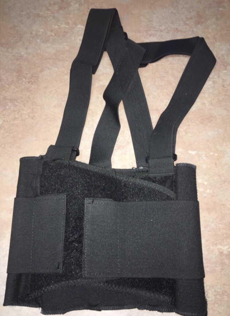 Impact Lumbar Adjustable Back Support Brace W/ Suspenders Sz Medium