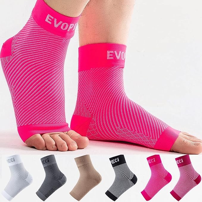 Ankle Compression Sleeve 20-30mmHg Plantar Fasciitis Socks 1 Pair, Pink, XL