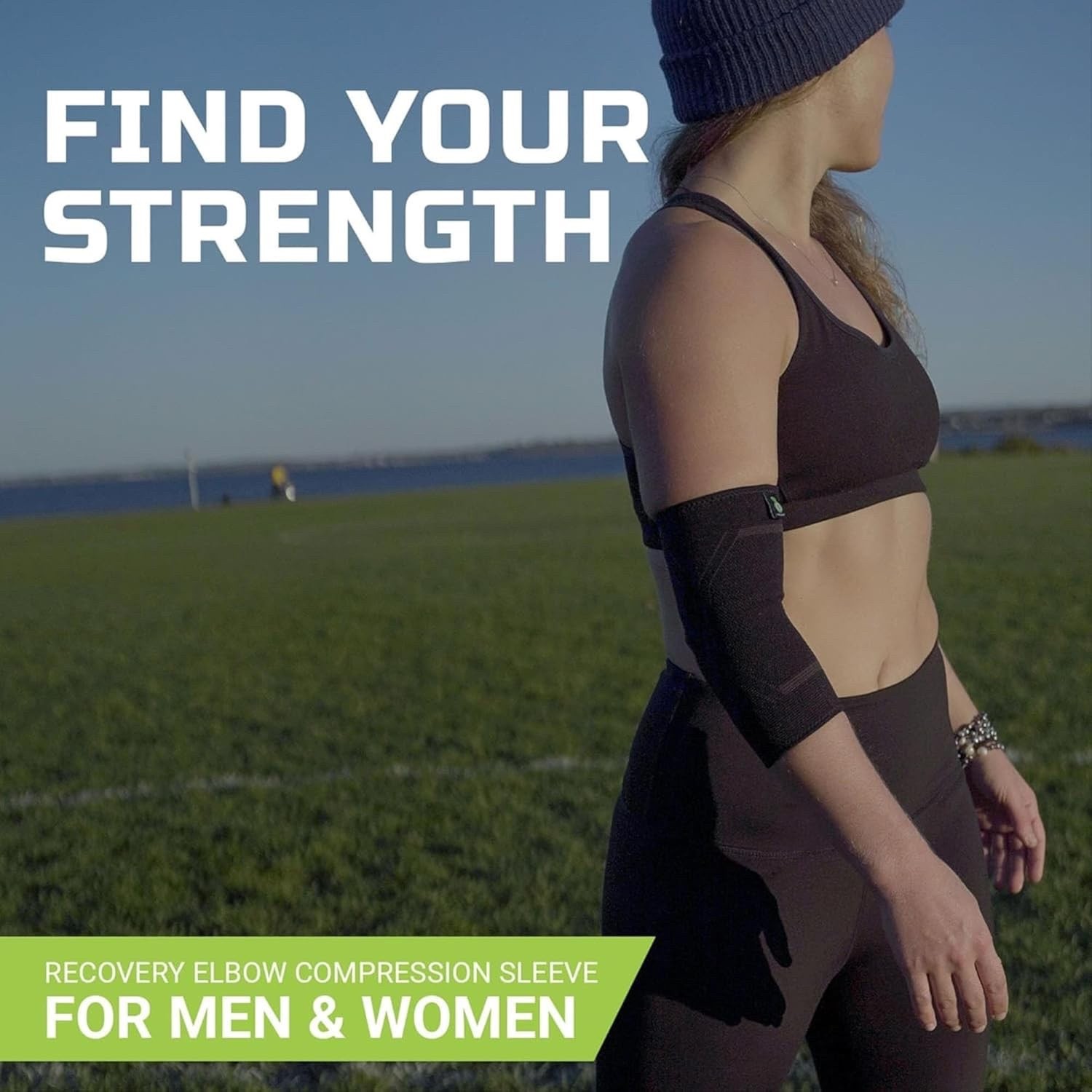 Green Drop Compression Pull-On Sleeve Elbow Support L/XL