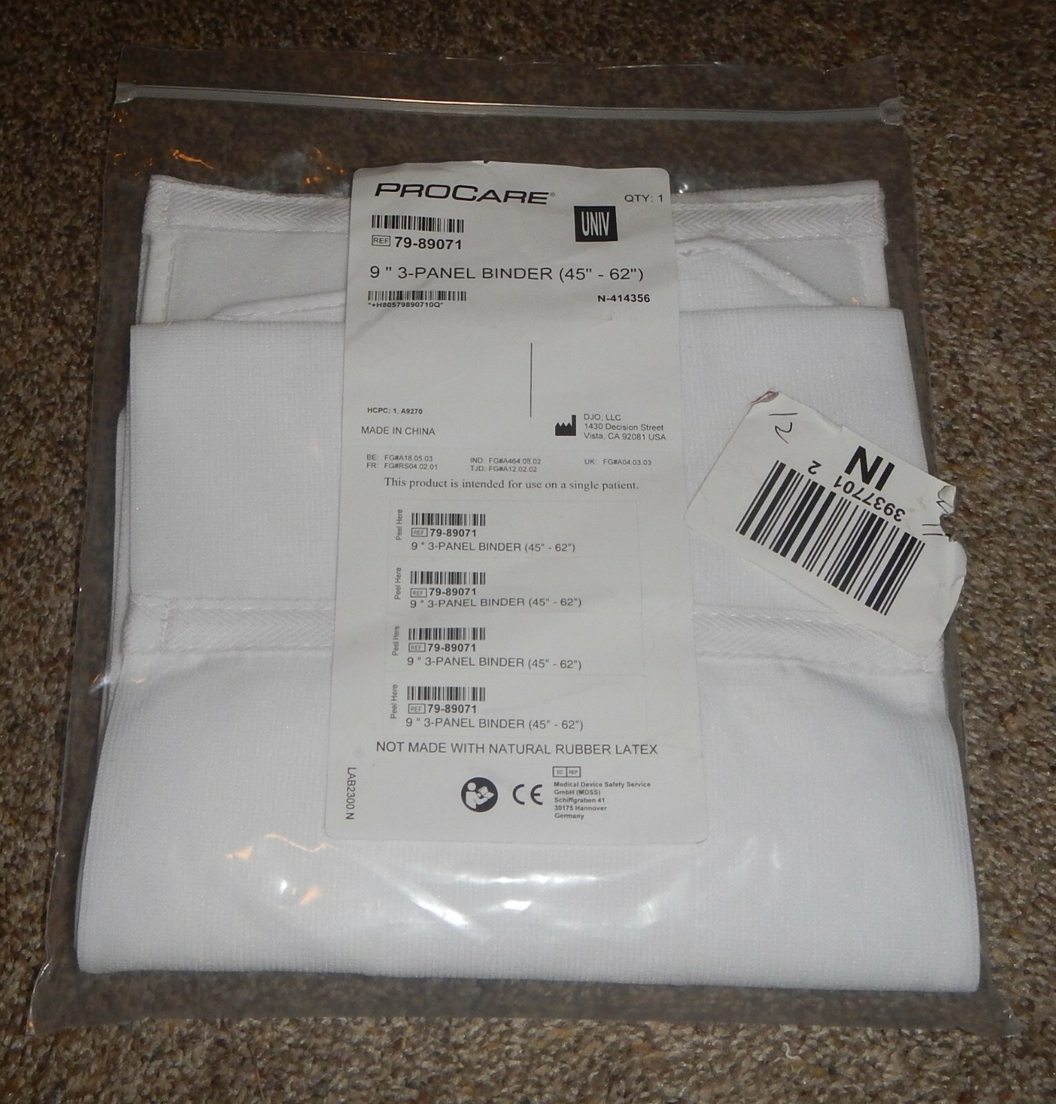 Procare 79-89071, 9″ 3-Panel Binder (45″-62″) Abdominal Support