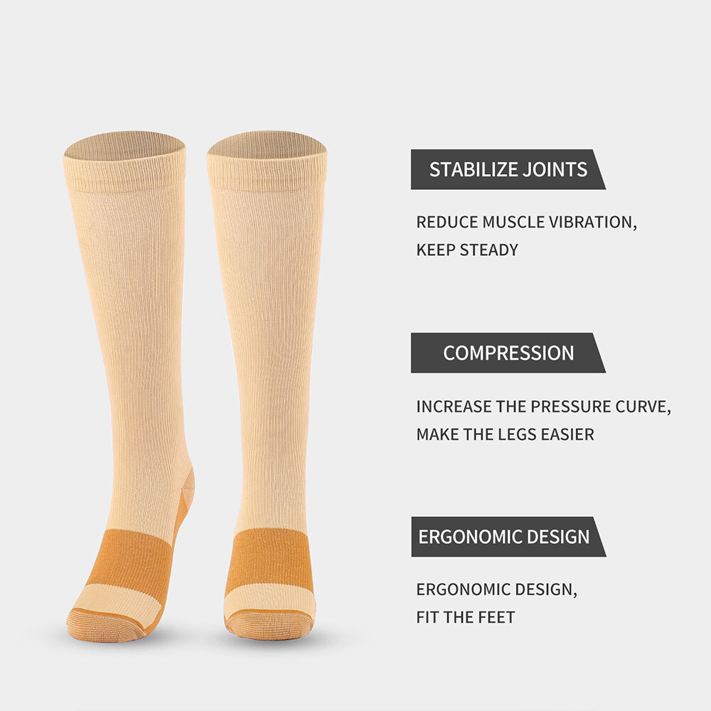 Calf-Length Compression Stockings 3 Pairs 20-30mmhg Medical Black,Beoge,White