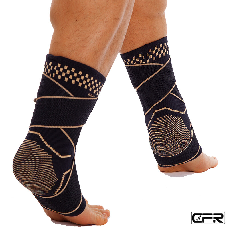 Copper Ankle Brace Support Compression Sleeve Relief Plantar Fasciitis Foot Wrap