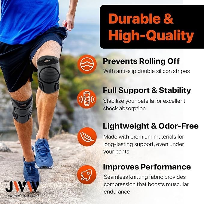 JWW Compression Knee Brace 2 Pack – Large – Blue/Grey