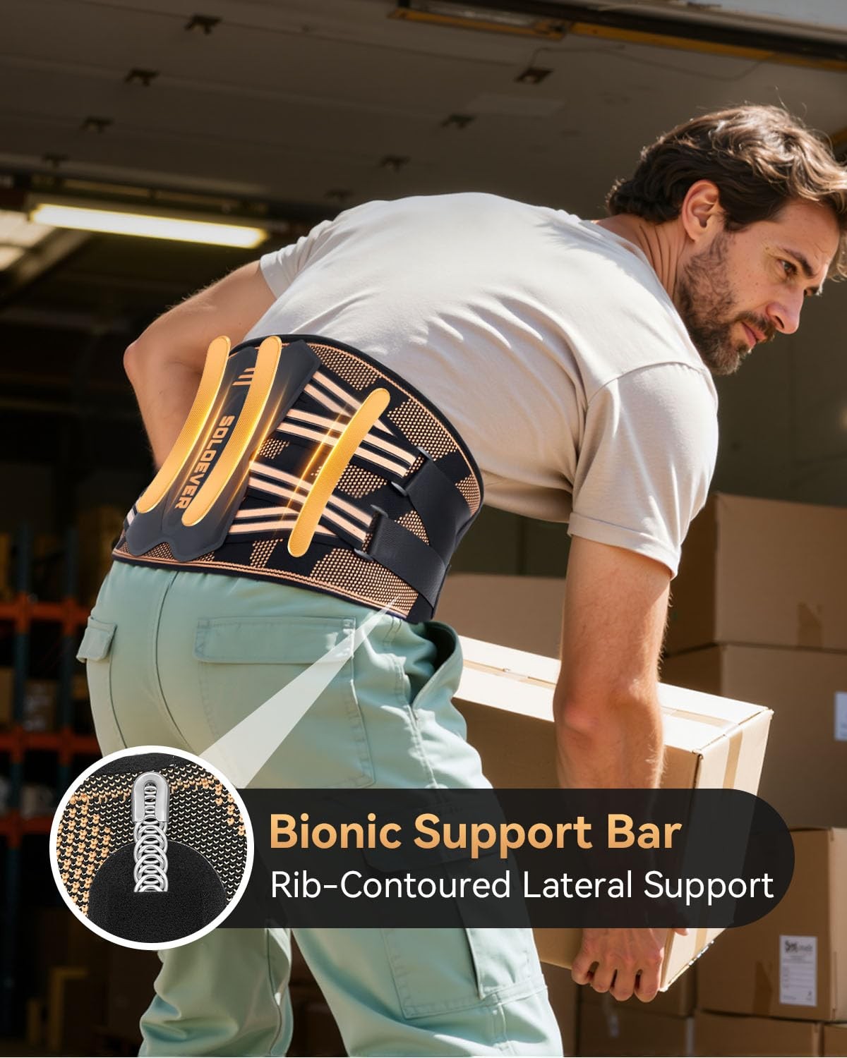 Copper-Infused Back Brace for Men Lower Back Pain Relief [Medical-Grade & Str…