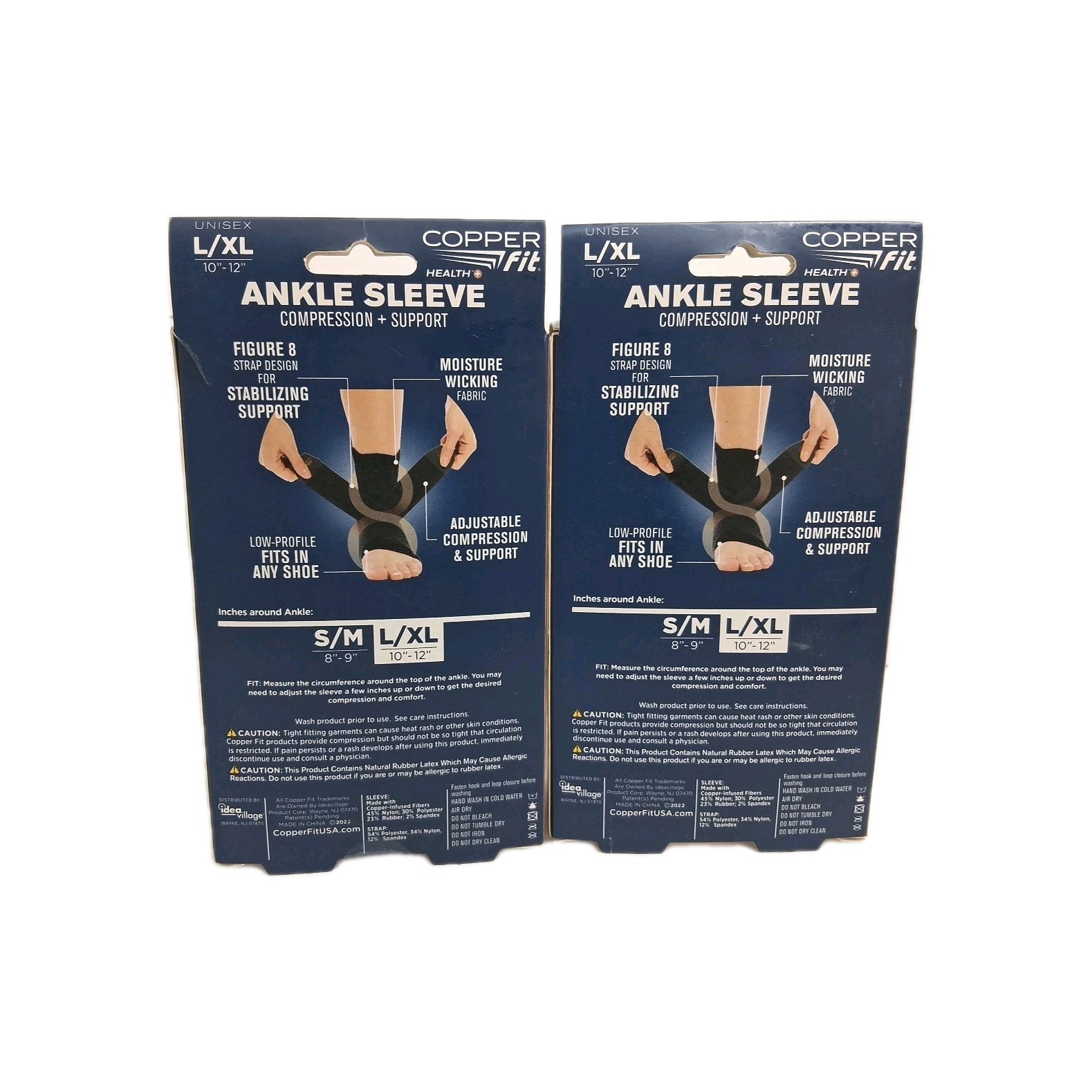 Copper Fit Health+ Ankle Sleeve Compression + Support – L/XL 10”-12” Lot Of 2