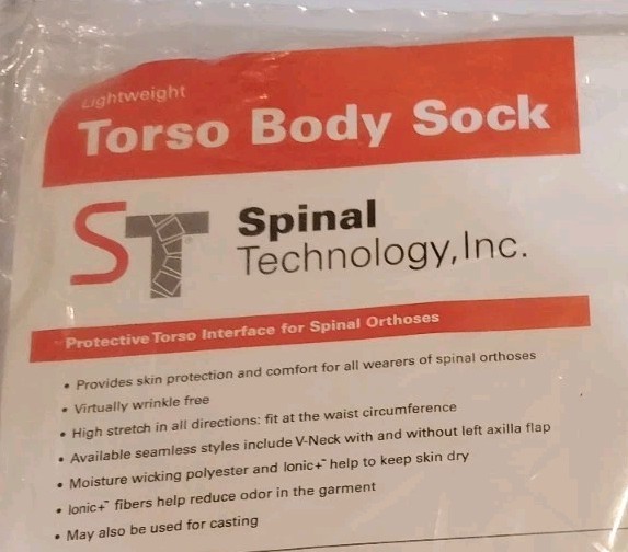 New Scoliosis Torso Brace Shirt Body Sock Vneck Lrg 12″ Wide x 24″