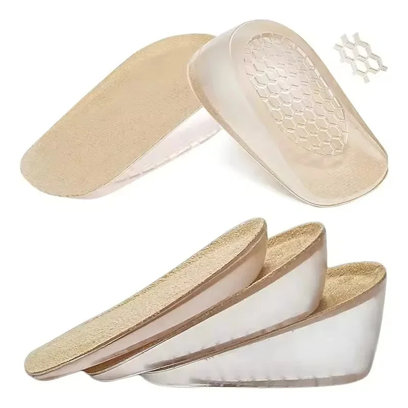 Silicone Height Increasing Insoles Invisible Heel Pads Shock Absorbing Insoles f