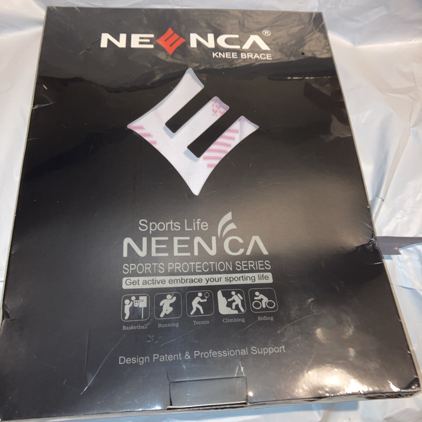 NEW Neenca Professional Sports Protection Series Knee Brace 3XL White w/Pink