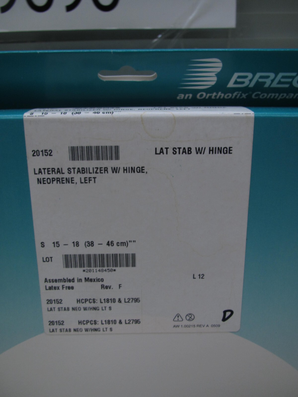 Breg Lateral Stabilizer with Hinge Soft Knee Brace Neoprene Left Small 20152