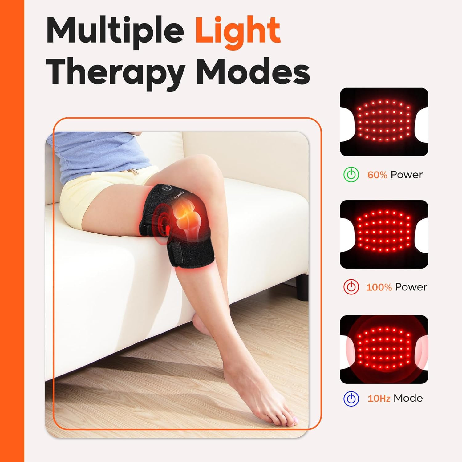 Red Light Therapy for Knee, Heated Knee Brace for Pain Relief, Cordless Infrared