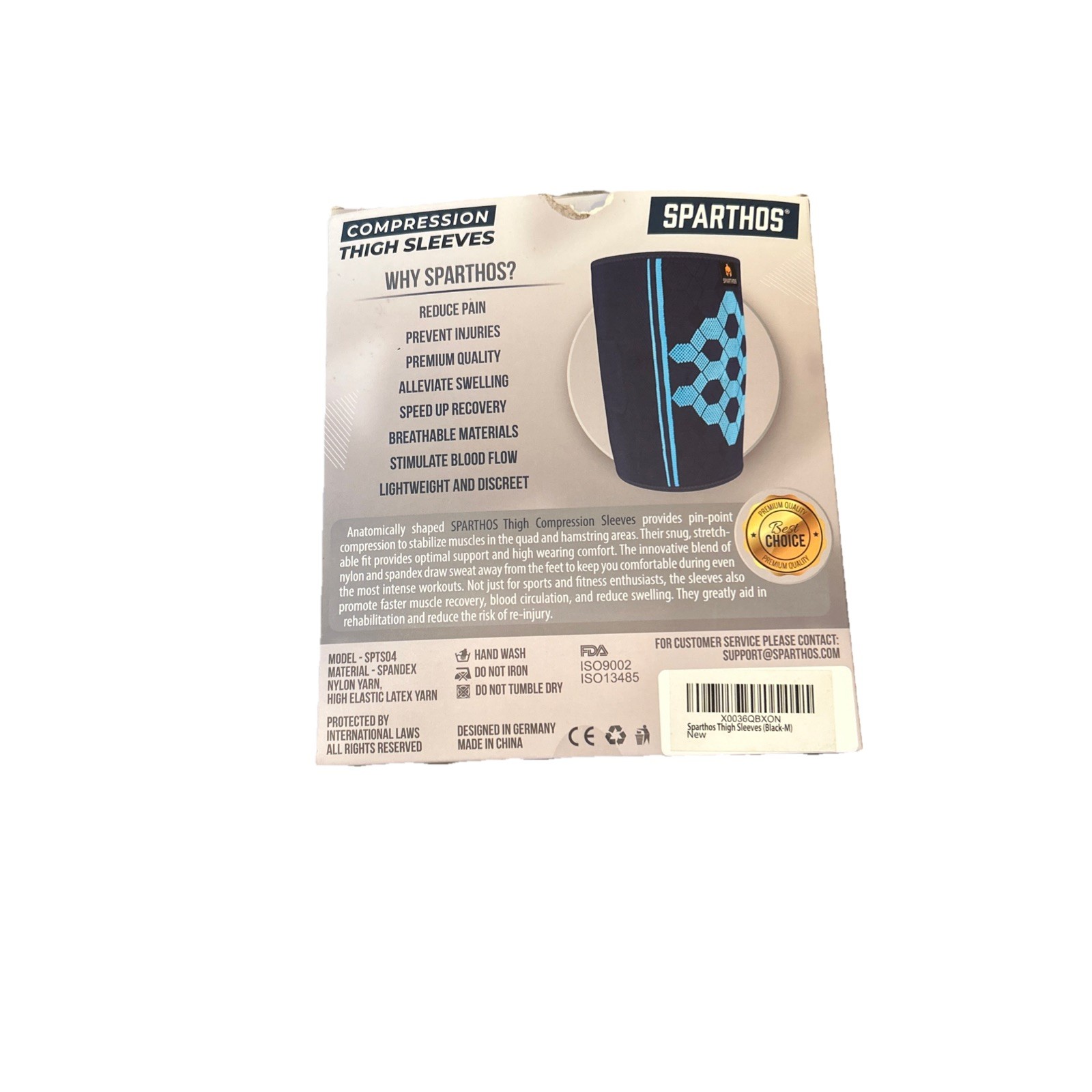 Sparthos Thigh Compression Sleeves Quad and Hamstring Support NIP Size M Blk USA