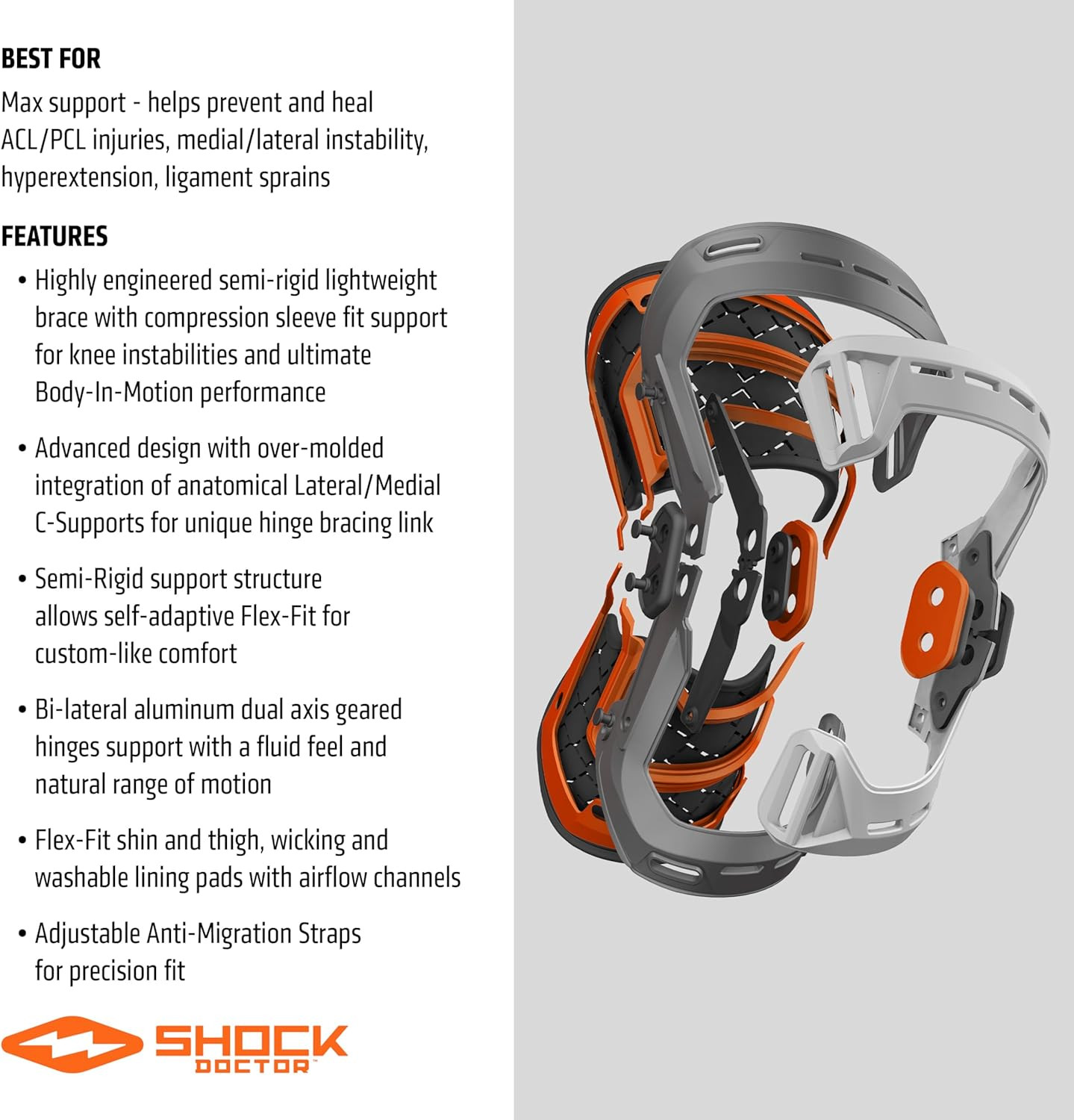 Bionic Knee Brace with Compression Sleeve. BIO-LOGIX Hinged Lateral Support for