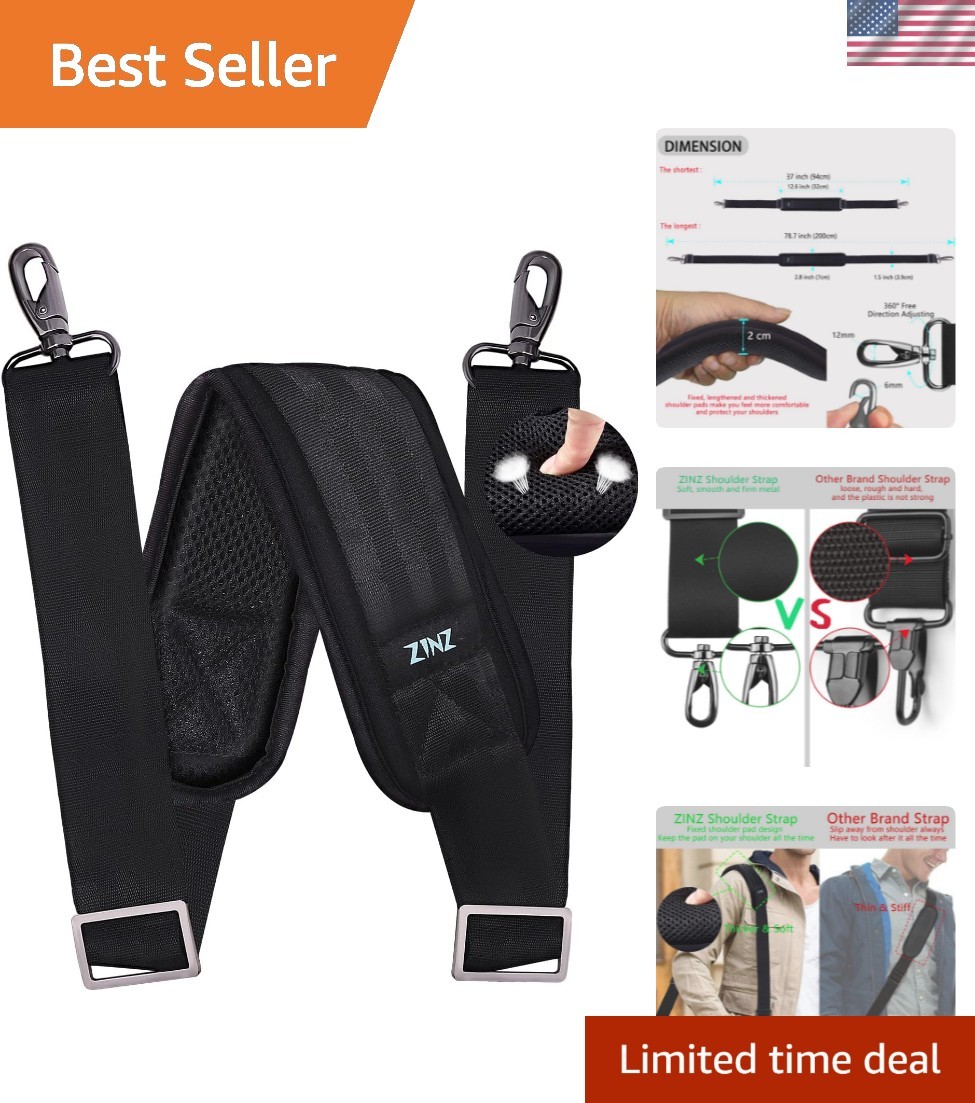 79 inch Shoulder Strap, Extra-thick Fixed Cushion Pad and Dual Clasps Univers…