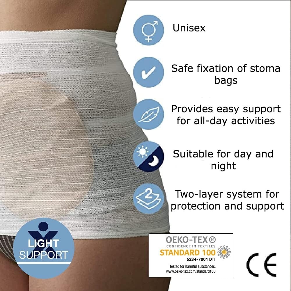 Corsinel StomaSafe Classic Pack of 3 Ostomy/Hernia Light Support White, M 38-…
