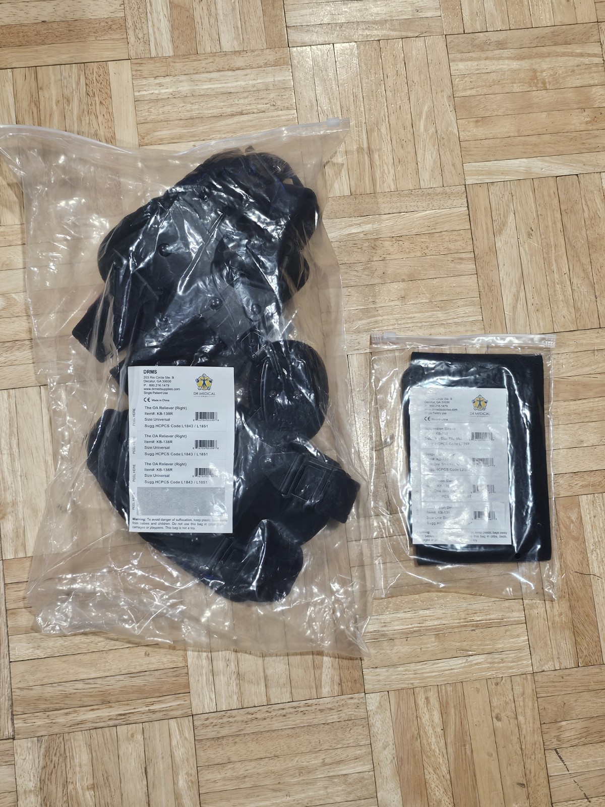 New Dr Medical DRMS The OA Reliever Knee Brace KB-138R Right Leg + Sleeve KB-139