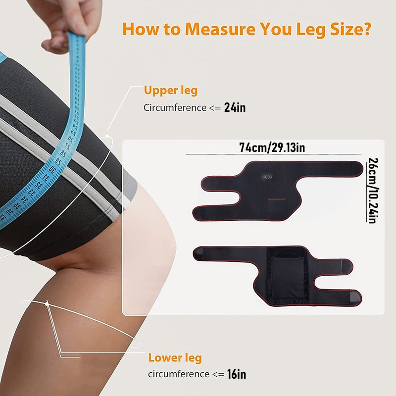 Electric Heating Vibration Knee Joint Pad Brace Leg Therapy Massager Pain Relief