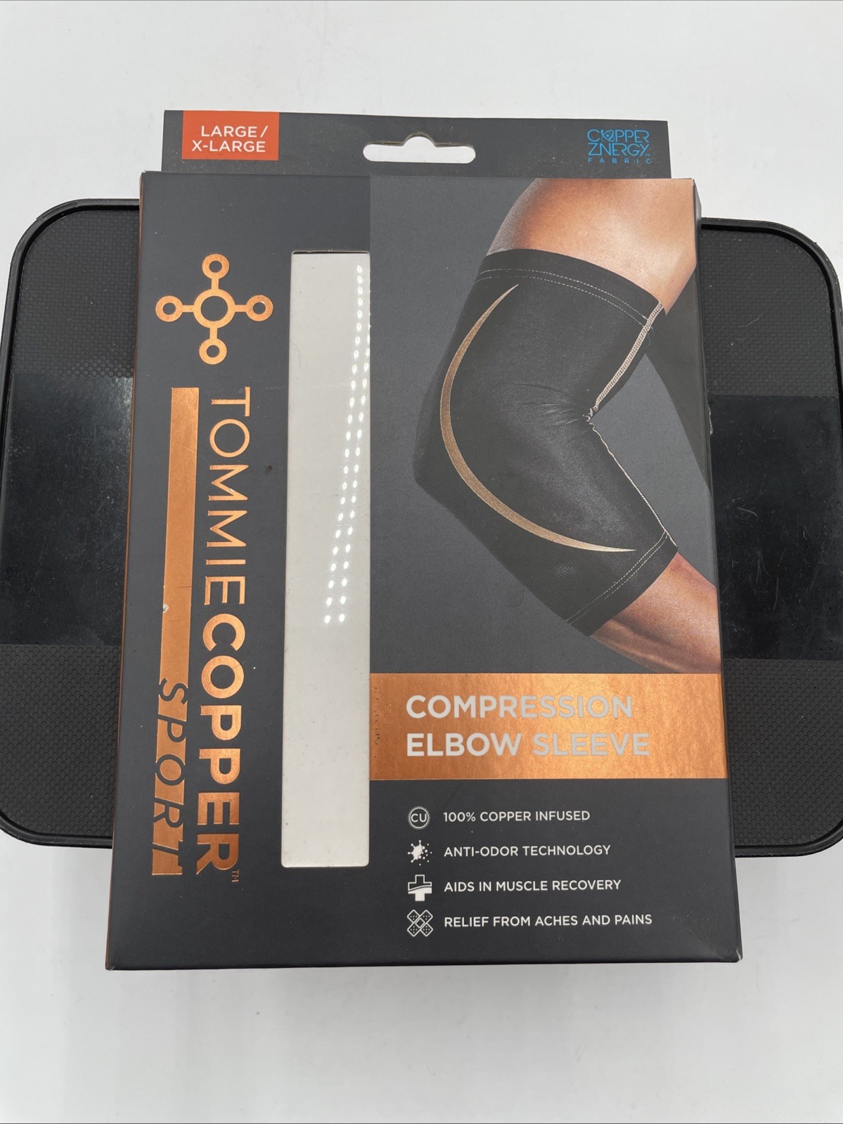 Tommie Copper Compression ELBOW SUPPORT SLEEVE Size S/M 01-63161-BLK-L-XL